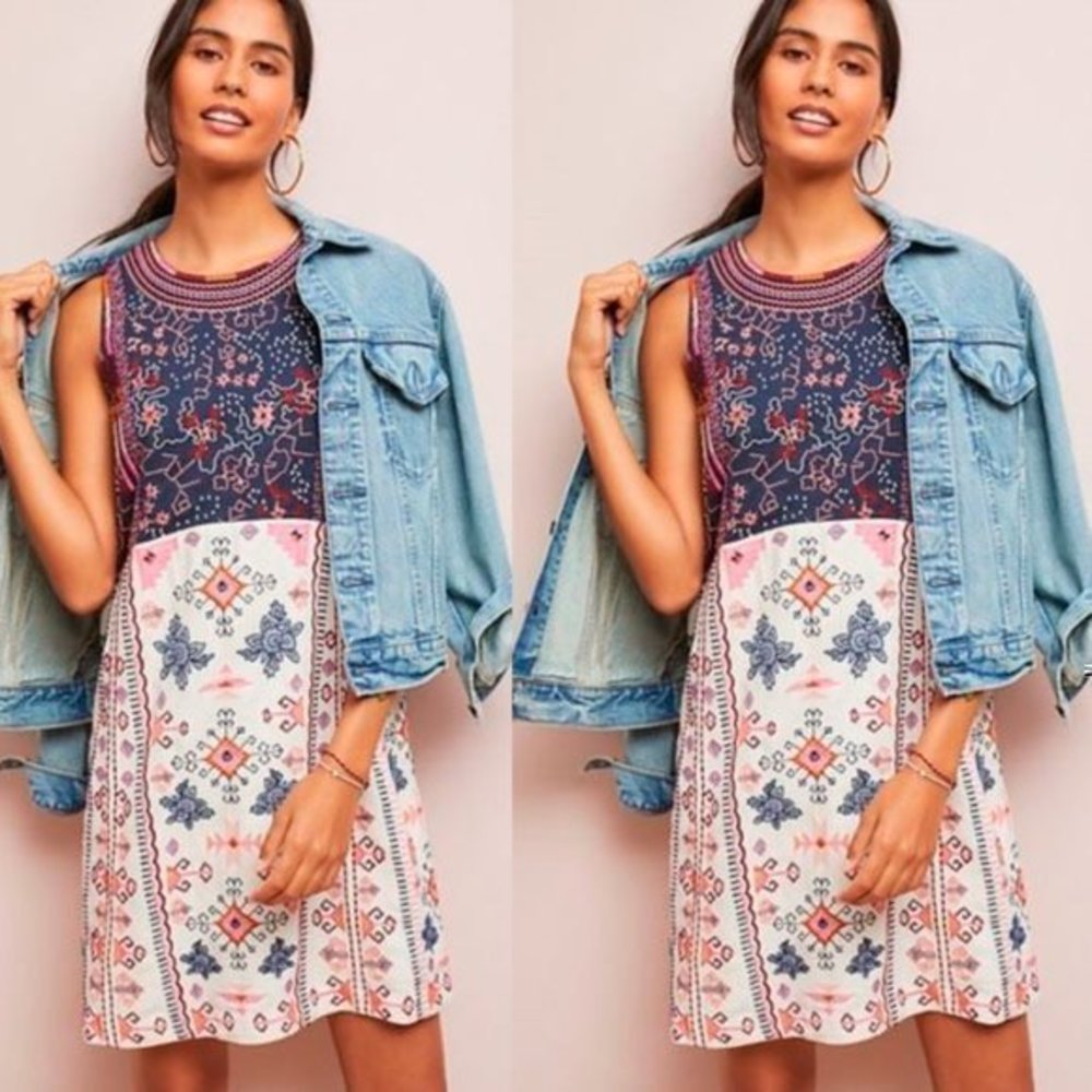 Anthropologie Multicolor Patterned Mini Dress